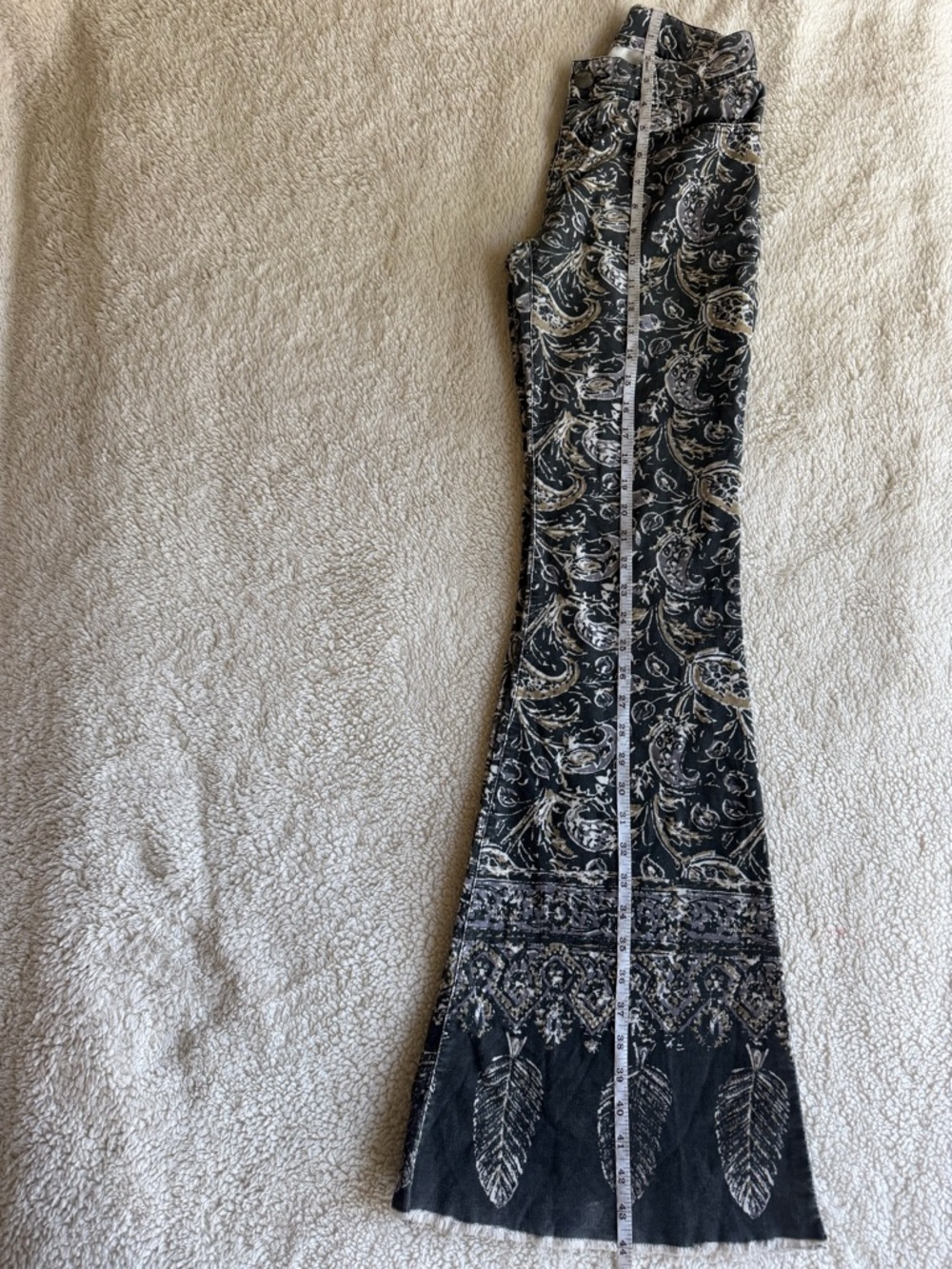 Free People Black Paisley Flare Pants with Border Print - Picture 6 of 6